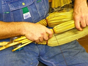 handmade broom making Mountain Folk Art Gallery by Mark Hendry at Organic Artist Tree in Blue Ridge, GA