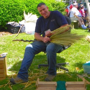 Handmade Broom Making with Mark Hendry in Blue Mark Hendry demonstrates 18 century Broom Making with the John C Campbell Folk School at the 2018 Maryland Sheep and Wool Festival_ Mountain Heritage Handcraft