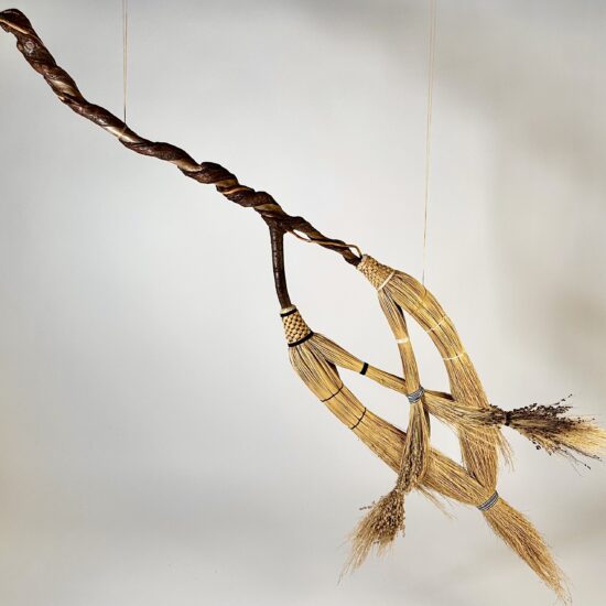 BOUND TO BE TOGETHER marriage wedding broom scupture art piece by Max Hendry of Mountain Heritage Handcraft MHcrafted using broomcorn (sorghum vulgare and sorghum bicolor)